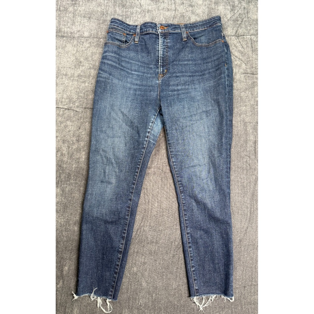 J Crew Curvy Toothpick Jeans Womens 32 Blue Raw Hem Skinny Stretch Denim